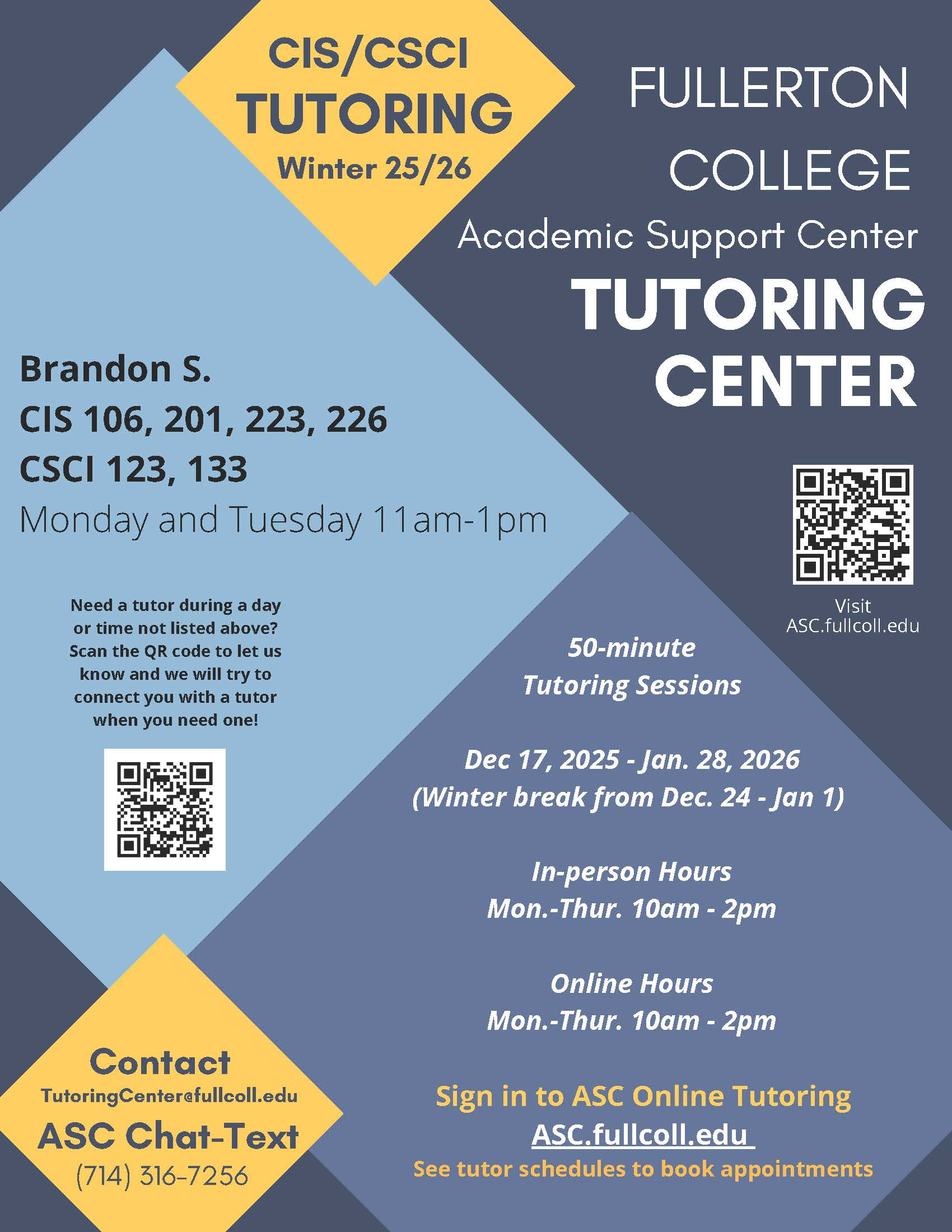 TC CSCI CIS Winter 2026 Flyer